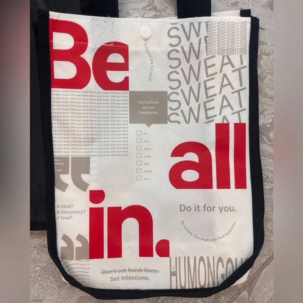 lululemon athletica Black and White Small Tote Bags